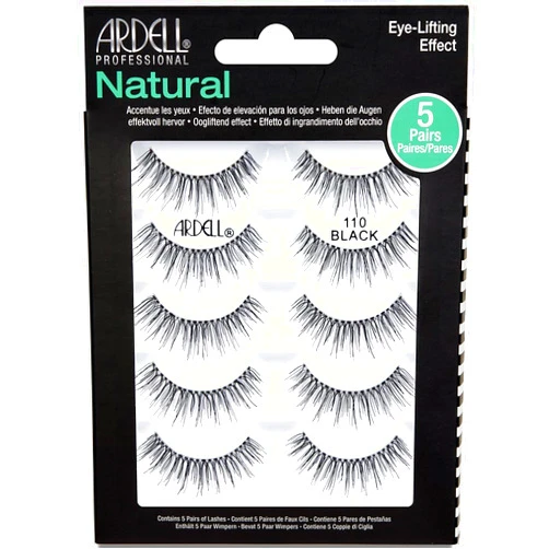 Ardell False Eyelashes Natural 110 Black, 1 pack (5 pairs per pack)