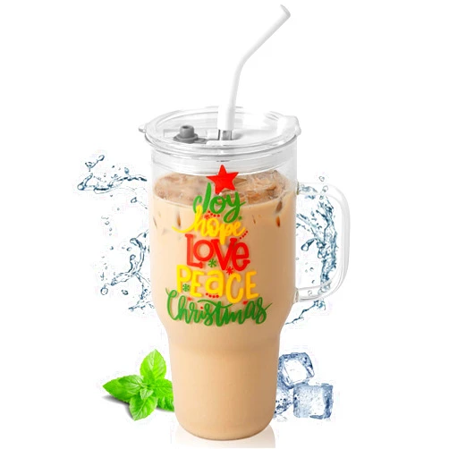 Wells Christmas 24oz Glass Tumbler with Lid and Straw, Xmas Ice Coffee Drinking Cup, Christmas Theme Decorations, Christmas Appreciation Gifts for Women Teacher Coworker Nurse Mom Sister Aunt Holiday Party