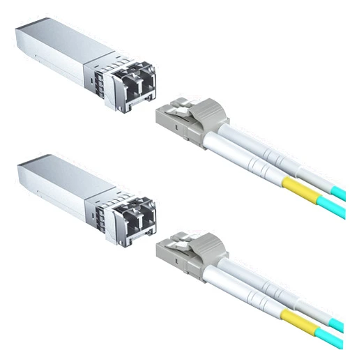 H!Fiber.com 2 Pack of 10Gbase-SR Module with 2 Meter OM3 LC to LC Fiber Patch Cable, SFP+ to LC Multimode Transceiver Compatible for Cisco SFP-10G-SR and More