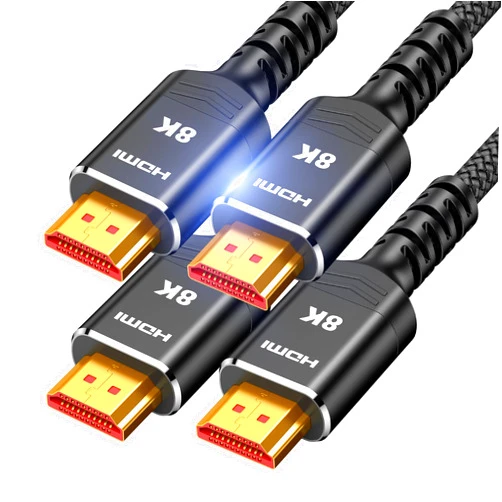 Highwings 8K 10K HDMI 2.1 Cable 6.6FT/2M 2-Pack, Certified Ultra High Speed HDMI Cable Braided Cord-4K@120Hz 8K@60Hz, DTS:X, HDCP 2.2 & 2.3, HDR 10 Compatible with Roku TV/PS5/HDTV/Blu-ray