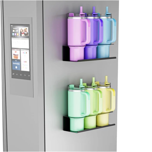 Nardo Visgo Water Bottle Organizer for Stanley 30&40 oz, 2 Pack Fridge Magnetic and Wall Mount Tumbler Holder Organizer, Stanley Cup Accessories for Kitchen (Black)