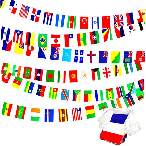 Consummate 224 Countries International World String Flags Banner Set Small Mini National Bunting Flags,All Countries Flags for Olympic,Bar,Sports Clubs,School Festivals Decorations,235 Feet