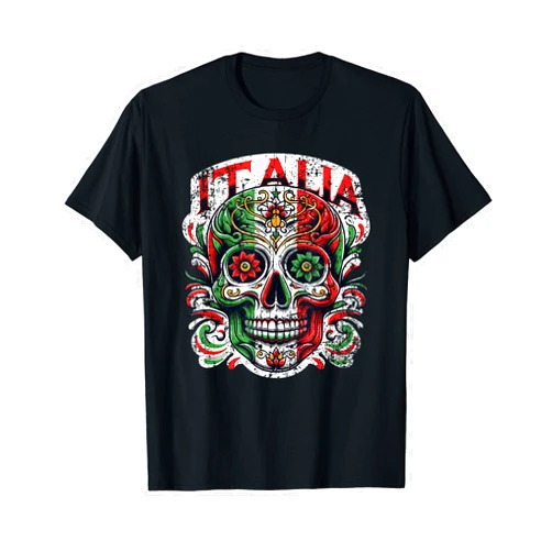 Threadrock Italia Skull Italy Flag Italian Pride T-Shirt