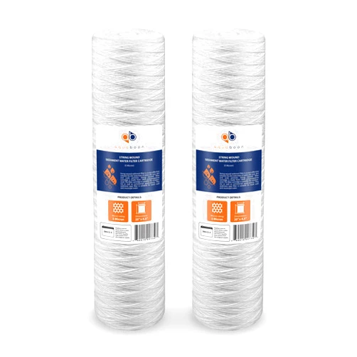 Aquaboon 5 Micron 20 x 4.5 Whole House String Wound Water Filter Replacement Cartridge for Well Water Filtration Compatible with WP5BB20P, 2-Pack