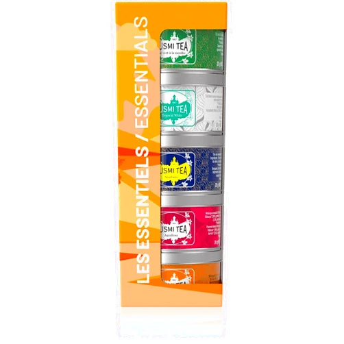 Kusmi Tea - Sampler Assortment Variety Box - Gift Idea for Men and Women - Organic Tea - Green Tea, Black Tea, Herbal Tea, Detox - Loose Leaves - 5 Tins of 0,9 oz