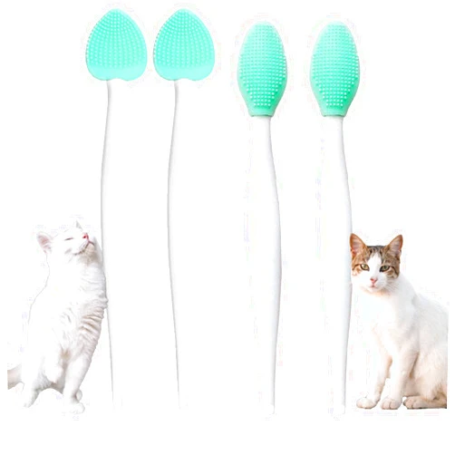JGocot Cat Black Chin Cleaning Brush,Cat Chin Black Seed Brush,Cat Chin Acne Brush Soft Silicone Cat Grooming Scraper Brush Exfoliating Double-Sided Cat Brush (4PCS)