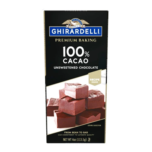 GHIRARDELLI Premium 100% Cacao Unsweetened Chocolate Baking Bar, 4 OZ Bar (12 Bars)