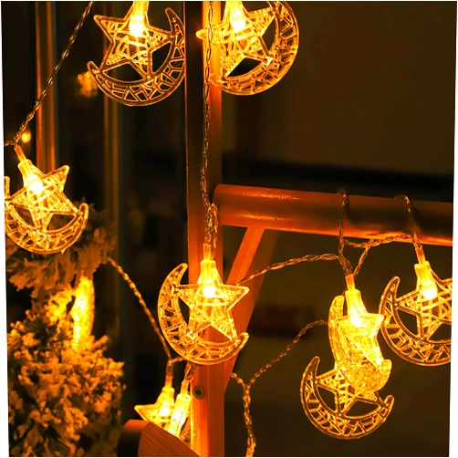 CABEST Home Lights Decorations, 20Ft 40LEDs Moon and Star String Lights, USB and Battery Powered, Party Decor, Birthday Party Decorations, Ramadan Lights Decorations for Home Party Camping,Indoor & Outdoor