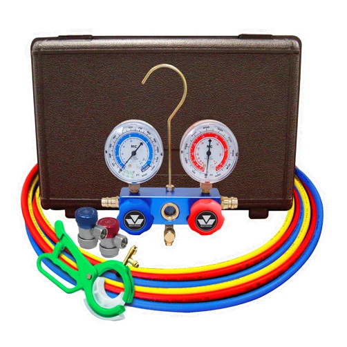 Mastercool 98661-PRO R134a/R12 2-Way Aluminum Manifold Gauge Set with 60