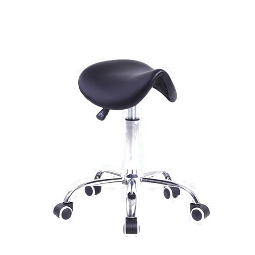 KKTONER Rolling Saddle Stool PU Leather Swivel Adjustable Rolling Stool with Wheels Salon Chair Black