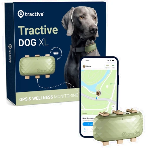 Tractive XL GPS Tracker & Health Monitoring for Dogs (50 lbs+) - Market Leading Pet GPS Location Tracker | Wellness & Escape Alerts | Waterproof | Works with Any Collar (Green)