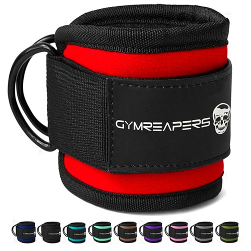 Gymreapers Ankle Straps (Pair) For Cable Machine Kickbacks, Glute Workouts, Lower Body Exercises - Adjustable Leg Straps with Neoprene Padding
