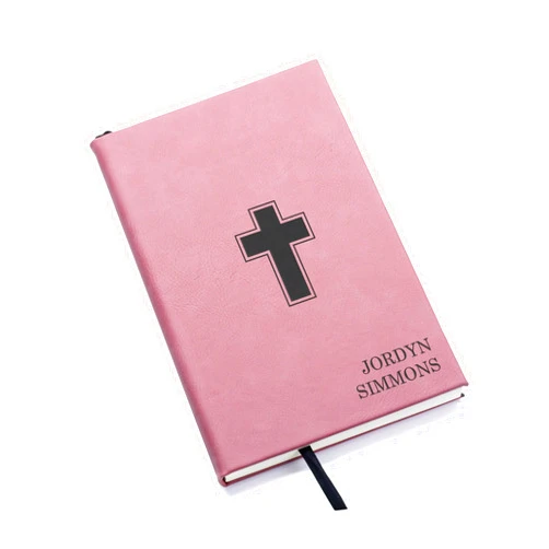 Lifetime Creations Personalized Prayer Journal: Engraved Custom Bible Study Notebook, Religious Gift for First Communion, Confirmation, Christian Gift for Women Men (Pink)