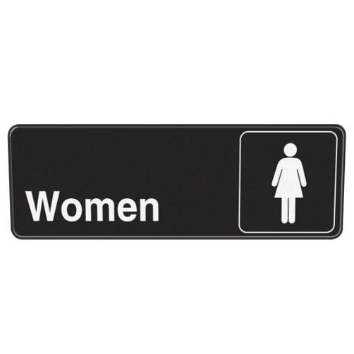 Hillman 841762 Women Visual Impact Self Adhesive Sign, Black and White Plastic, 3x9 Inches 1-Sign