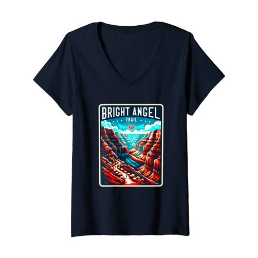 MNBOBS Womens Bright Angel Trail Grand Canyon Arizona Hiking Outdoors V-Neck T-Shirt