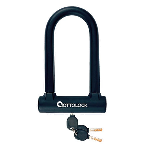 OTTOLOCK Sidekick Compact U-Lock | Lightweight Silicone-Coated Bike Lock (Black)
