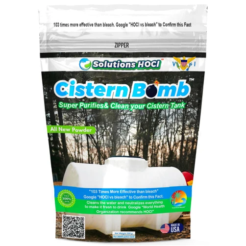 Solutions HOCL Power Clean with HOCL Cistern Tank Cleaner - Cistern Tank Bomb Cleaning Super Cleans your Cistern (500 Gram - Treats 25,000 Gallons)