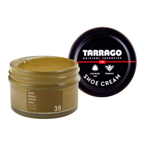 Tarrago Shoe Cream Professional Shoe Polish for Leather Boots, Shoes, Purse, Furniture Eco Friendly Leather Conditioner 1.7oz - Khaki Brown #35