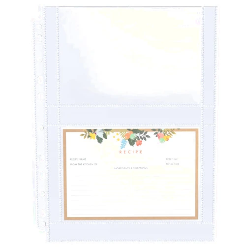 Zofly 30 Pack 120 Pockets 4x6 Recipe Card Sleeves,3 Ring Binder Recipe Card Protector Pages,Double Sided 2 Pocket Refill Sheets for Recipe Book, 8.5x11 Inch Top Loading Clear Sleeve Sheets
