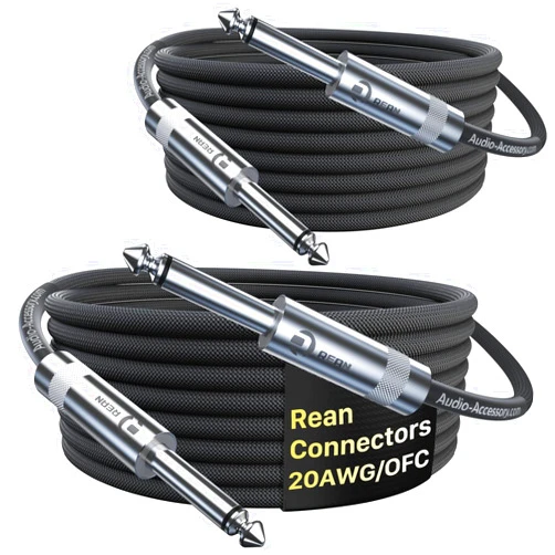 AA AUDIO ACCESSORY Guitar Cable 10 ft 2 Pack, Kevlar-Reinforced Braided & Inside Heat Shrink Instrument Cable Give You Better Solder & Superior Sound for Electric Guitar,Electric Bass AMP with Rean Connectors by Neutrik