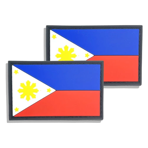 Ceclflag 2 Pack PVC Philippines Filipinos Country Flag Patch,PVC Country Flag Hook and Loop Patches for Backpacks Jackets Hat,2x3 Inch.