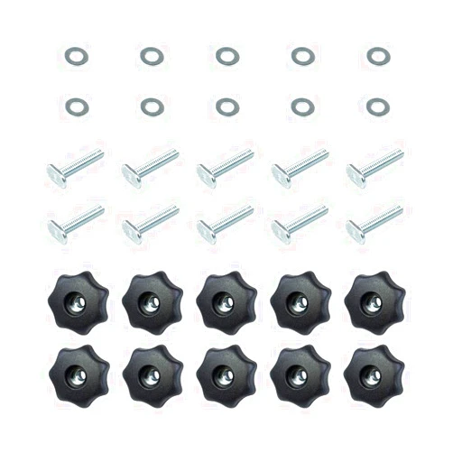 POWERTEC 71481 T Track Knob Kit w/ 7 Star Knob, 1/4-20 Threaded Bolts and Washers, 10 Pack, T Track Bolts, T Track Accessories for Woodworking Jigs and Fixtures