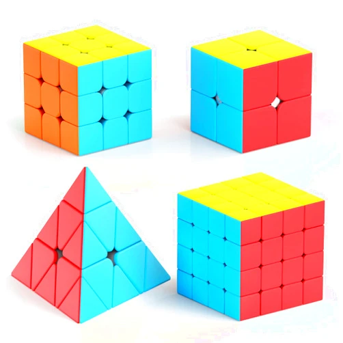 Vdealen Speed Cube Set, Puzzle Cube Bundle of 2x2x2 3x3x3 4x4x4 Pyramid Magic Cube Set, Birthday Party Christmas Stocking Stuffers Gift for Kids Teens Adults(Stickerless)