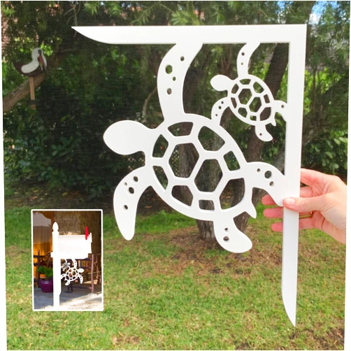 Staggwood Turtle and Baby Mailbox Bracket. Medium. Long Lasting & Fabulous! 16 X 12 inches