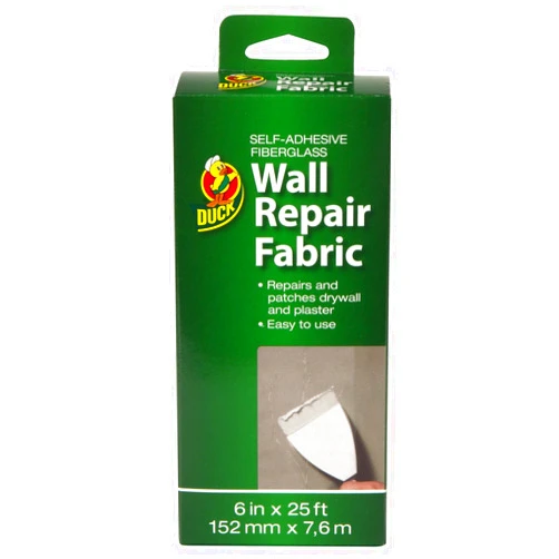 Duck Brand Self-Adhesive Drywall Repair Fabric, 6-Inch by 25 Feet, Single Roll, White (282084)