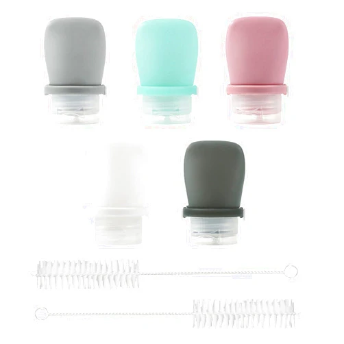 TACYKIBD 5Pcs Salad Dressing Container to Go, Mini Squeeze Bottles for Sauces, Small Condiment Bottles, Travel Condiment Containers for Lunch with 2Pcs Cleaning Brush(1.3OZ, 38ml)