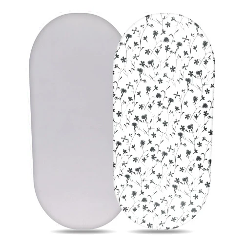 Lanjue 2-Pack Fitted Bassinet Sheets, Stretchy Ultra Soft Bassinet Mattress Sheets Fitted for Oval, Rectangle and Hourglass Mattress Pad for Baby Boy Girls (Grey)
