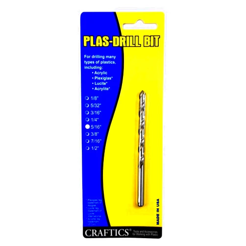 Craftics 5/16 Drill Bit for Plastic (Acrylics, Plexiglas, Lexan, ABS, PVC, and More) Works with Hand Drill