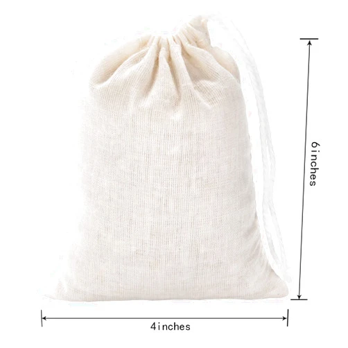 Tatuo 50 Pieces 4 x 6 Inches Muslin Bags Cotton Drawstring Bags Canvas Linen Bag Sachet Bag Reusable Empty Gift Pouch for Party Home Supplies(4 by 6 Inches)