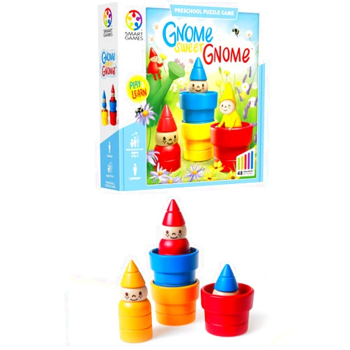 SmartGames Gnome Sweet Gnome Wooden Deduction Game for Ages 3-7 with 48 Challenges