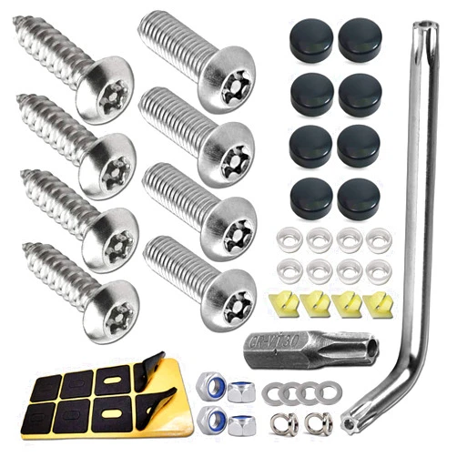 ZXFOOG Anti Theft License Plate Screws- Stainless Steel Bolt Fasteners Kits for Car Tag Frame Holder, Tamper Resistant Mounting Hardware,1/4