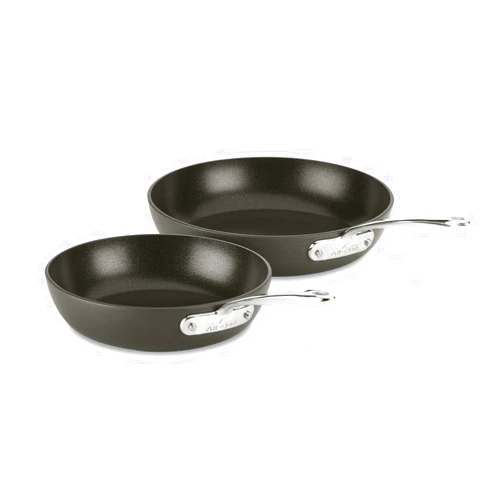 All-Clad Essentials Hard Anodized Nonstick Fry Pan Set 2 Piece, 8, 10,5 Inch Oven Broiler Safe 500F, Lid Safe 350F Pots and Pans, Cookware Black