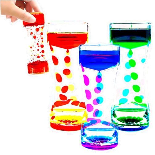 OCTTN Liquid Motion Bubbler Timer for Adults 3 Pack Colorful Hourglass Timer, Sensory Fidget for Relaxation, Stress Relief and Anxiety Relief, Relaxing, Autism, Blue Green Pink