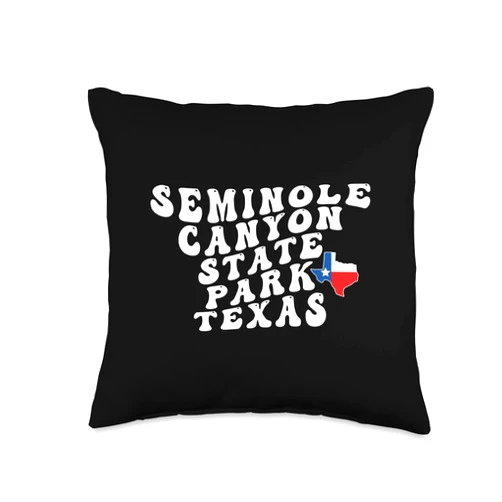 Seminole Canyon State Park Texas Retro Souvenirs Seminole Canyon State Park Texas TX Retro Vacation Souvenir Throw Pillow, 16x16, Multicolor