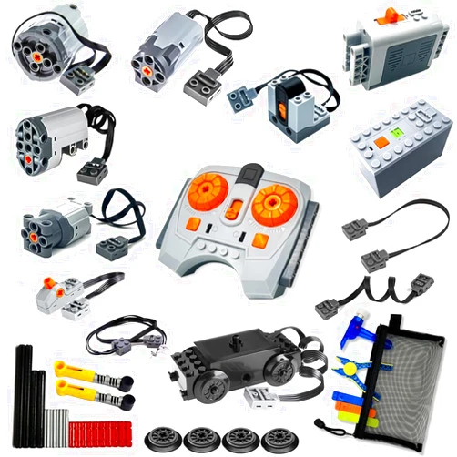 YUN.arbor 39-in-1 Motor Kit Compatible with Lego Technic: Motor*4,Battery Box*2,2.4G Receiver,IR Speed Remote Control,Control Switch & Extension Wire & LED Light Wire,with Building Block Tool Kit