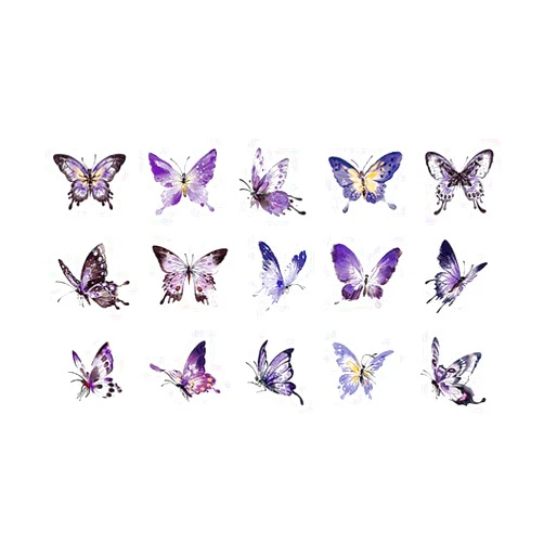 JHuiers Butterfly Stickers Set Waterproof Sticker PET Sticker Decals for Scrapbook Supplies, Phone Case, Laptop, Water Bottles, Crafts Decor - Purple