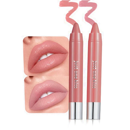 Mekuel 2Pcs Soft Pink Nude & Brown Hydrating Cream Lipsticks Lip Crayon for Women, Non Sticky Lipstick Longwear Lip Liner Crayon Set, Natural Creamy Lips Stick Moisturing Nourishing Lips Balm Stick Set, B