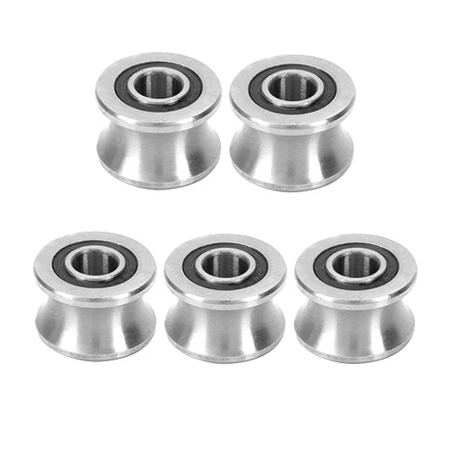 Flylin 5Pcs Deep U Groove Ball Track Guide Bearing, Stainless Steel Bearing Pulley Wheel Bearings Wheel Wire Rope Pulley