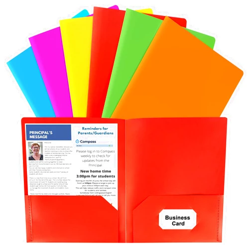 HABGP Plastic Folders with Pockets, 6 Color Heavy Duty Two Pocket Folder Business Card Holder for Office High School