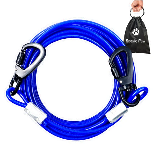 Snagle Paw Tie Out Cable for Dogs, 20FT Dog Leads for Yard Chew Proof, Heavy Duty Dog Tie Out Cable for Large Dogs Up to 250lbs, Durable Dog Runner for Yard or Camping