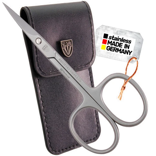 3 Swords Germany - brand quality STAINLESS STEEL INOX CURVED CUTICLE SCISSORS (1 PIECE) with case for manicure pedicure - nail care by 3 Swords - Made in Germany