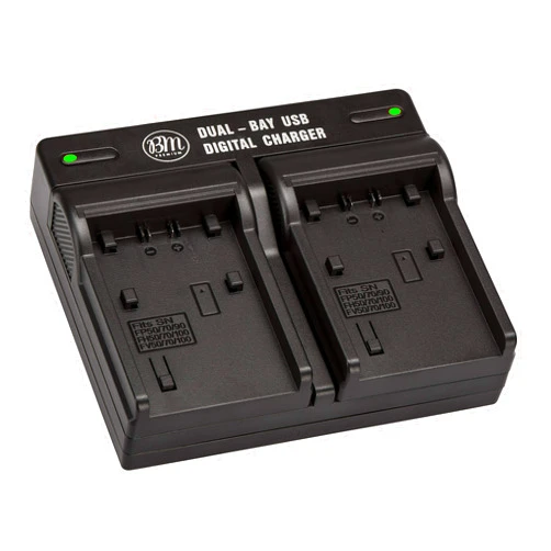 BM Premium NP-FH50 Dual Bay Battery Charger for Sony CyberShot DSC-HX1 DSC-HX100V DSC-HX200V HDR-TG5V DSLR A230 A290 A330 A380 A390 Digital Cameras (BC-TRV Replacement)