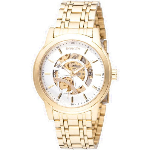 Invicta Objet D Art Men 42.5mm Stainless Steel Gold + Steel Silver dial LG0801B Automatic