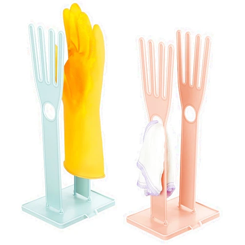 Nuenen 2 Pieces Kitchen Glove Holder Glove Drying Rack Drying Dryer Rack Plastic Mitten Rubber Rack Gloves Hanger Sink Stand Towel Reusable Towel Storage Holders for Sponge Food Bag Organizer, Pink and Blue