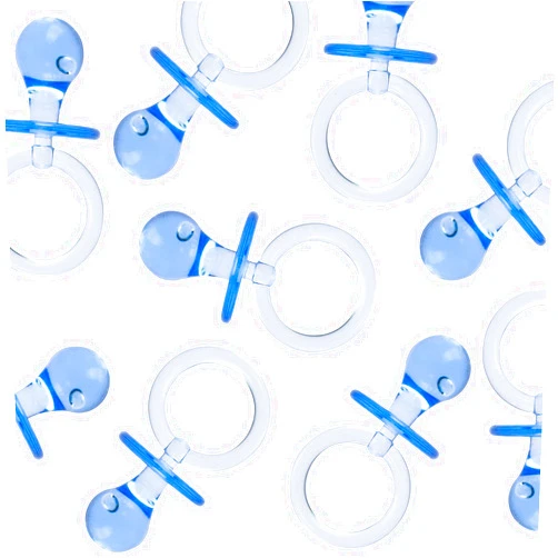 Super Z Outlet Acrylic Glass Plastic Cute Small Baby Pacifiers for Baby Shower Decorations, Table Scatter, Party Favors, Games & Activities (36 Pieces)(Blue)