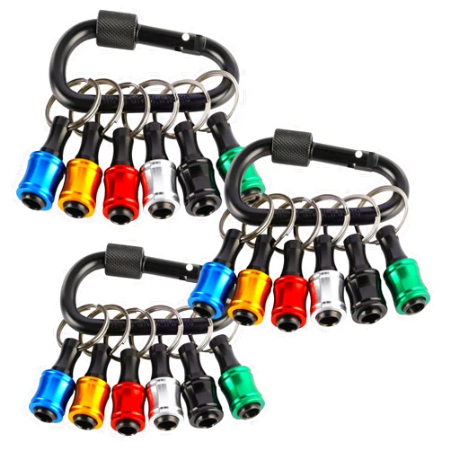 Valkynos 18pcs Bit Holder with Carabiner Gadgets for Men - Drill Bit Holder Cool Gadgets, 1/4 Bit Holder Key Chain For Nut Driver, Screwdriver & Drill Bits - Quick Change Bit Holder Design